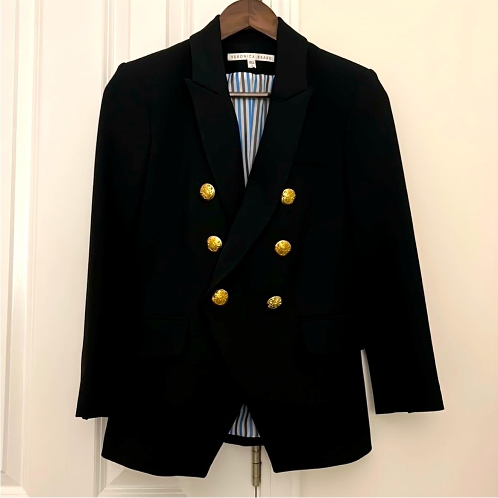 Black VERONICA BEARD Empire Double-Breasted Blazer - Black - Size 2